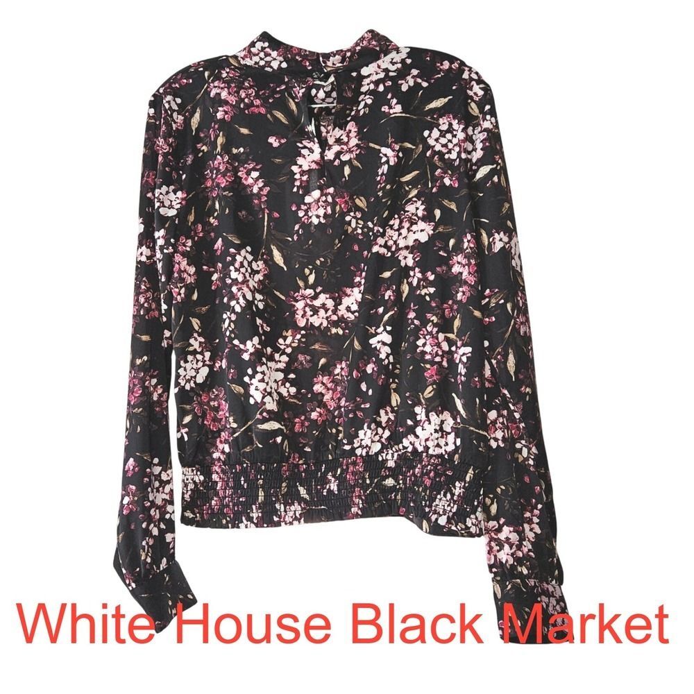 White House Black Market EUC Long-sleeve Floral Blouse Medium